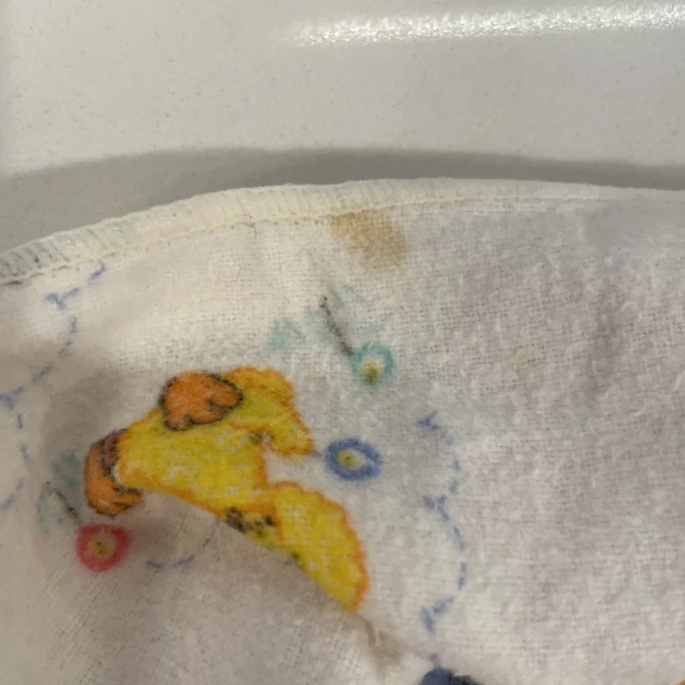 Vtg Sesame Street Baby Blanket Flannel Receiving White Big Bird Cookie Monster